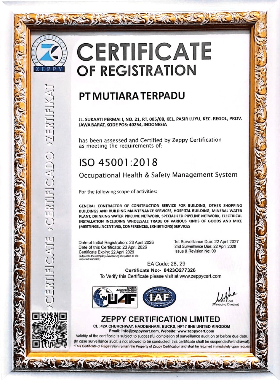 Sertifikat ISO 45001:2018 Occupational Health & Safety Management System